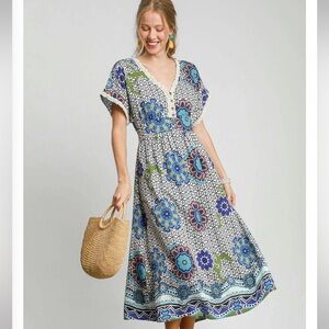 Umgee Abstract Print Midi Dress